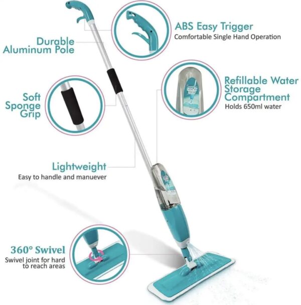 Healthy Spray Mop 2-in-1 Water Spray Mop -360 Degree Rotation, - Image 2